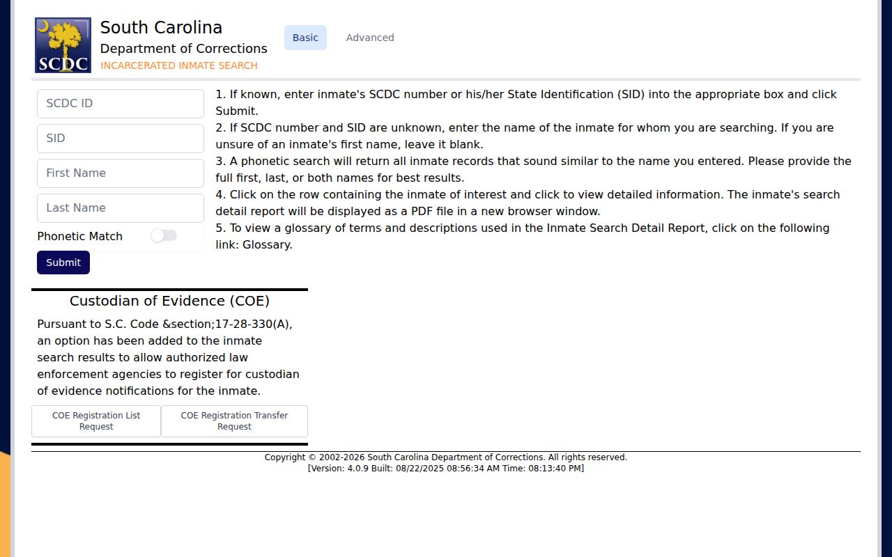 SCDC offender search for Newberry County state release records